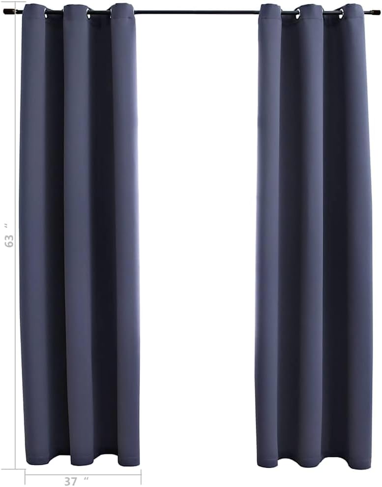vidaXL Curtains 2 Pcs, Blackout Curtains for Bedroom Living Room, Window Blinds with Rings, Darkening Curtains Drapery, Anthracite Fabric