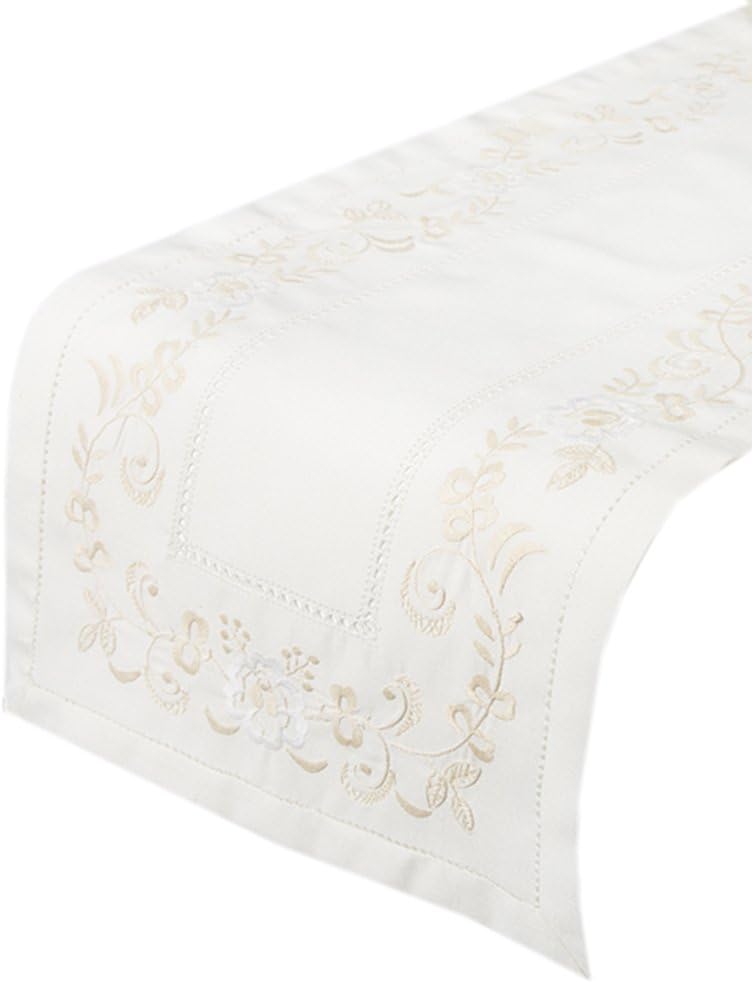 Embroidered Floral Table Runner, 15 by 72-Inch