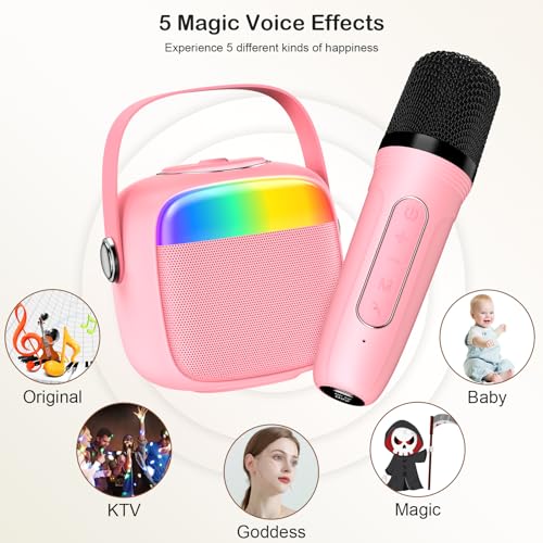 JYX Karaoke Maschine für Kinder & Erwachsene, Mini Karaoke Anlage mit Mikrofonen, Bluetooth Karaoke Lautsprecher für Heimparty, Geschenk für Brithday für Mädchen und Jungen