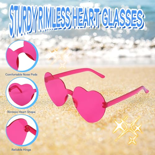 60 Pairs Heart Shaded Sunglasses, Rimless Candy Color Glasses Party Favors and Party Props for Kids Teens Adults4