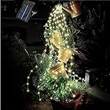 ANGMLN Solar-Lichterbündel Led, mit Fernbedienung, 2M Silberdraht Mirco Lichterkette wasserdichtes IP67 Lichterdraht Copper LightDeko für Innen und Außen Warmweiß(200 Mikro Led)(keine Gießkanne)