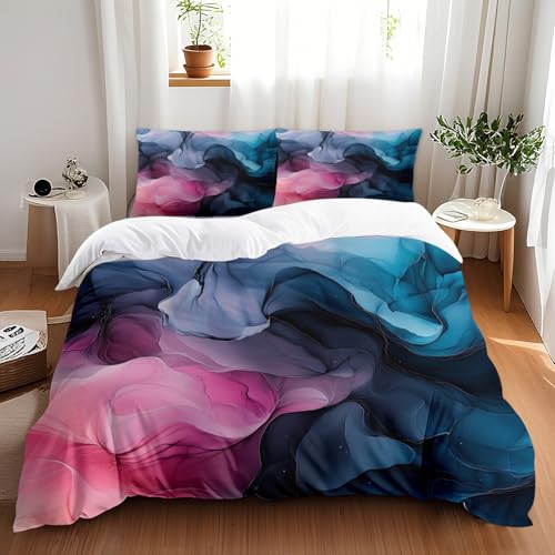 Colcha Cama 135 Negro Azul Elegante Colchas para Cama de 135 Microfibra Funda Nordica Edredon Invierno con Cremallera Edredones Nórdica Suave+2 Funda Almohada 50x75cm