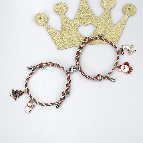 LUOKIFUR Bracciali Magnetici Luminescenti Per Coppie – 2 Pezzi Con Corda Regolabile E Magnete A Cuore