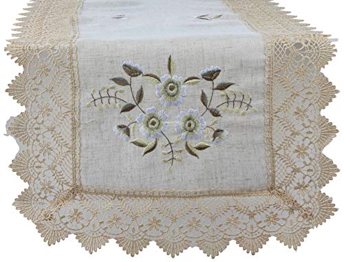 Caminho Mesa Rendado Nova York 40x150cm Jolitex Bege