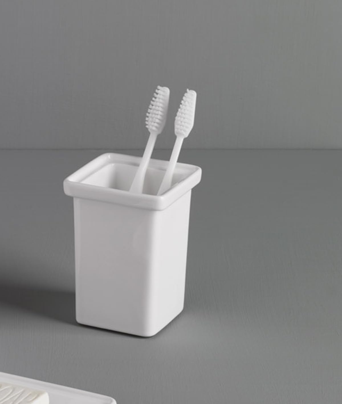 Porta spazzolini da appoggio Ceramica Bianco Serie quadrica