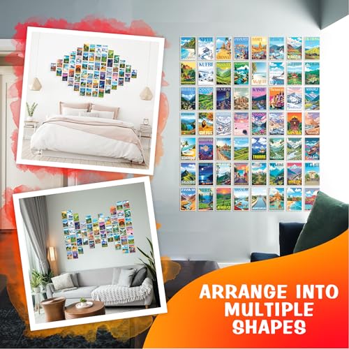 Image of CodersParadise Vintage India Travel Wall Collage Kit - 54PCS Premium 4x6 Inch Cardstock Photo Posters with Glue Dots for Aesthetic Retro Bedroom, Home, Dorm & Living Room Wall Decor