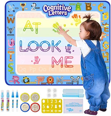 Kangler Aqua Magic Doodle Mat 40 X 32 Inches Extra Large Water Drawing Doodling Mat Coloring Mat Educational Toys Gifts for Kids Toddlers Boys Girls Age 2 3 4 5 6 7 8 Year Old (XL)