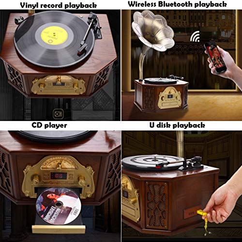 Phonographe Gramophone Platine Vinyle Tourne-Disque avec Haut-Parleurs Contrôle du Système Stéréo 33/45 RPM, Sortie CD… - Les Beatles, Paul McCartney, John Lennon, RIngo Starr, George Harrison Phonographe Gramophone Platine Vinyle Tourne-Disque avec Haut-Parleurs Contrôle du Système Stéréo 33/45 RPM, Sortie CD… – Image 3