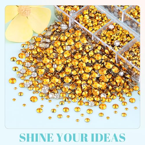Image of 6100Pcs Resin Rhinestones for Crafting with 2Pcs 10ml B7000 Jewelry Glue, 1 Box Flatback Crystals Diamond (Gold) for Bedazzling Crafts DIY Nail Art Non Hotfix Gems for Clothing Shoes Tumblers