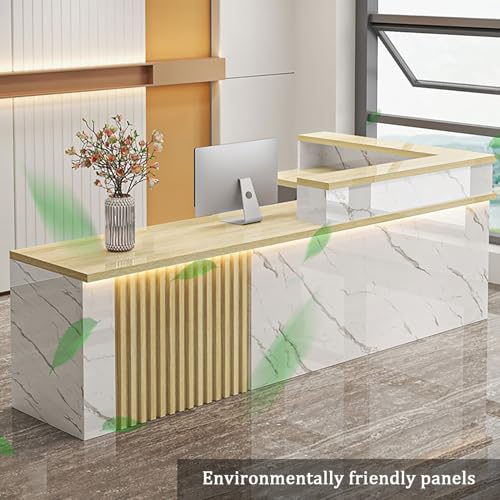 Elegante scrivania moderna a forma di L con cassetto chiudibile a chiave, elegante tavolo da ufficio per ingresso, soluzione di archiviazione per negozi e mobili per aziende