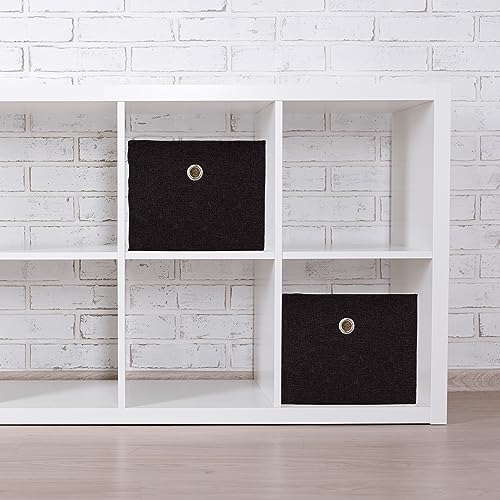 Relaxdays Aufbewahrungsbox, kleine Ordnungsbox aus Stoff, 2er-Set, HBT: 16 x 20,5 x 25 cm, Faltbarer Regalkorb, Schwarz