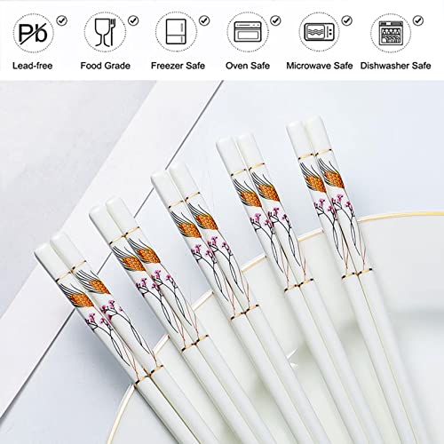 Decohomeforu 10 Pairs Ceramic Chopsticks With Wheat Pattern, 9.72 inch High-grade Chinese Bone Porcelain Chopsticks with Delicate Box, Easy to Clean, Reusable Dishwasher Safe Microwave Safe Chopsticks by Decohomeforu - Used condition - Image 2