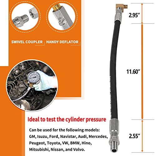 johntruck TU-15 Diesel Compression Tester/Fuel Pressure Test Tool with Gauge - Thumbnail 3