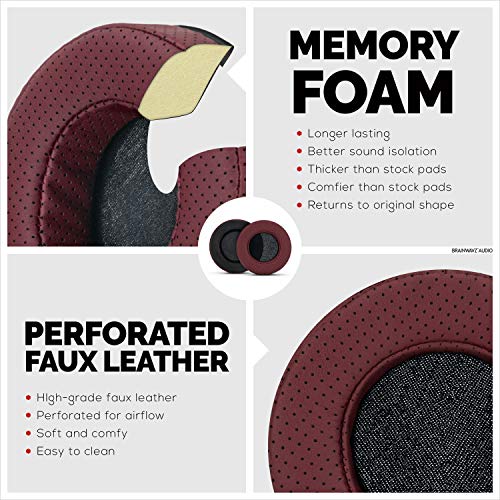 Image of Brainwavz Round Replacement Memory Foam Earpads - Suitable for Many Other Large Over The Ear Headphones - Sennheiser, AKG, HifiMan, ATH, Philips, Fostex, (Perforated Red)