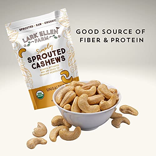 Lark Ellen Farm Whole Cashews, Unsalted Raw Sprouted Nuts, Certified Usda Organic, Gluten-Free, Vegan Snacks (10 Oz, 3 Pack) #TOP1