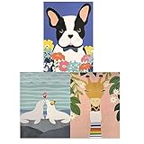 2 Pocket Folders Portfolios 3 Designer Patterns Letter Size Decorative Folders for Kids, Home, Office, School (Bulldog)