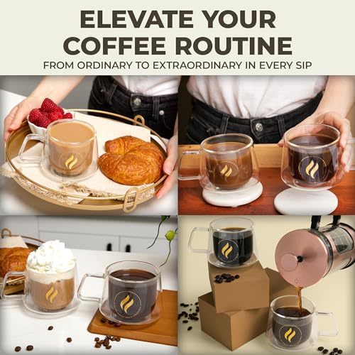Tasses café double paroi transparentes pour thé expresso chic - 7