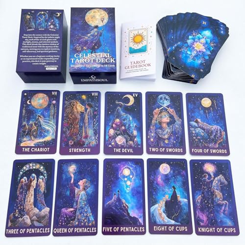 Image of Celestial Tarot Deck Unique, 78 Cosmic Tarot Cards with with Guidebook, Modern Witch Tarot for Beginners and Experienced Readers, Divination and Spiritual Divination Tool