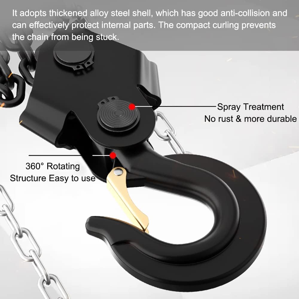 Lifting clamp Small Iron Manual Chain Industrial Hoist Hand Chain Hoist Circular Fixing device(C,1T-12m)