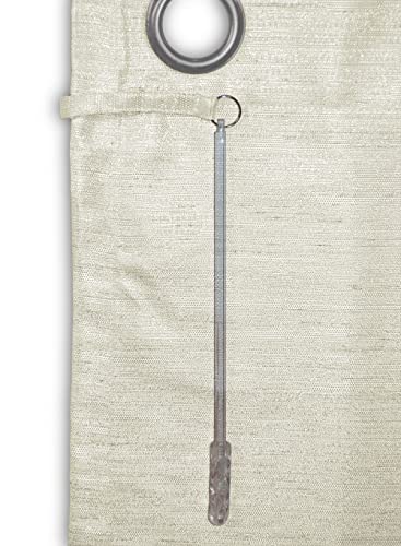 Ricardo | Grasscloth Lined Grommet Patio Panel W/Wand | 84”L X 110”W | White | 1.5” Metal Grommets | Modern Style | Easy Open & Close Wand | Machine Washable | Room Darkening Curtain #TOP3