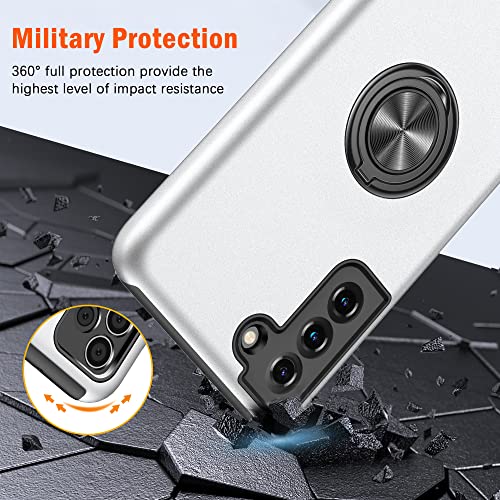 Funda para Samsung S22 con anillo metálico diseño sofisticado protección premium plata 4