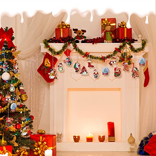 24 Pieces Christmas Wooden Ornaments Christmas Wood Decorations Farmhouse Style Hanging Wood Ornaments For Christmas Tree Vintage Santa Snowman Ornaments Xmas Hanging Crafts Pendants For Home Party #TOP6
