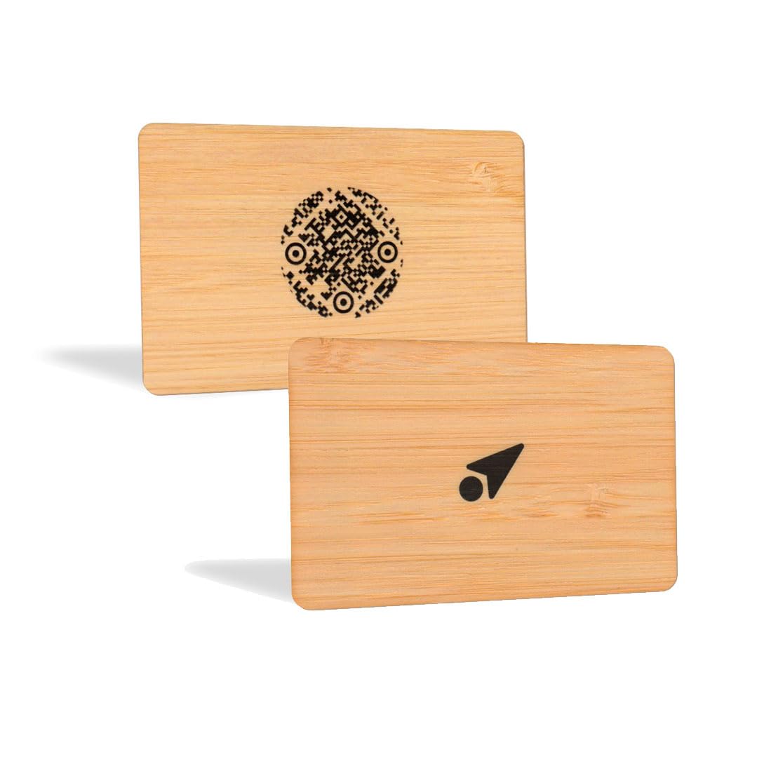 Biglietto da Visita Digitale NFC in Bambù - Business Card Contactless con QR Code, Compatibile con tutti gli smartphone - Kipin