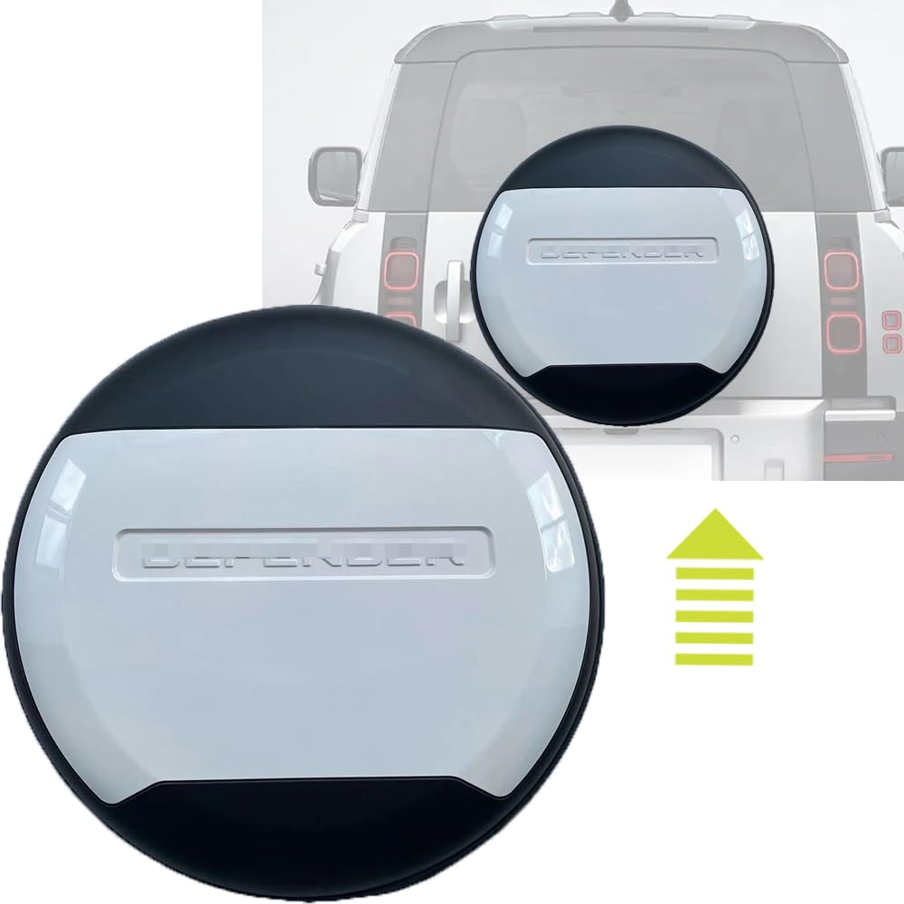 Spare Tire Tyre Wheel Cover Protector Plastic White Fits for LR Defender 90 110 130 2020 2021 2022 2023 2024