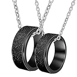 Beydodo Collar Pareja Baratos,Collar Personalizado para Parejas Colgante Acero Inoxidable Pareja 7.8MM Anillo Negro con Redondo Mate