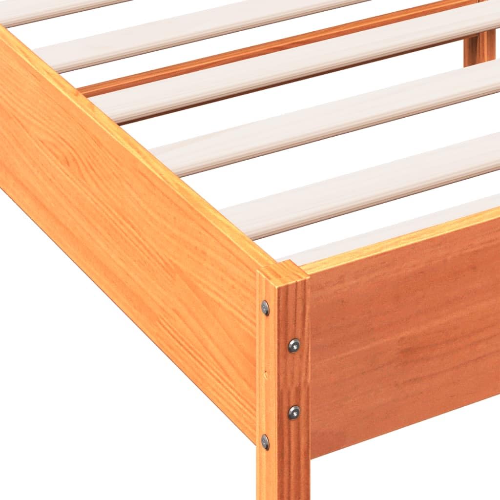 vidaXL Estructura de Cama con Cabecero, Somier de Listones de Invitados, Marco de Cama, Mueble para Dormitorio, Madera de Pino Marrón Cera 90x190 cm