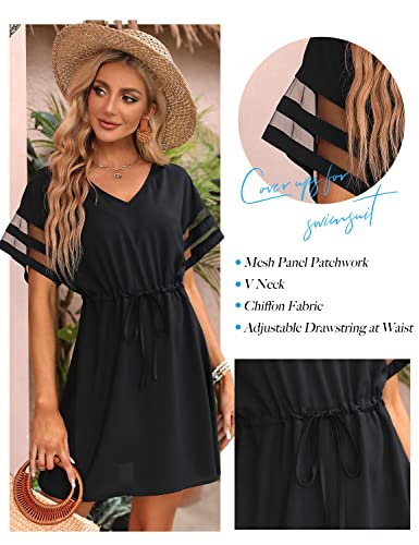 Bmjl Womens Swimsuit Coverup Chiffon Bathing Suit Cover Ups Shirt For Swimwear 2023 Summer Pool Swim Bikini Beach Dress (Black, S) #TOP4