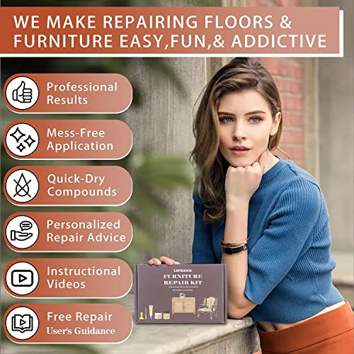 Lifreer Wood Furniture Repair Kit, High-Performance Wood Filler, Wood Putty With Beeswax - Hardwood Floor Scratch Repair Kit For Scratch, Cracks, Hole, Laminate, Table, Door #TOP3