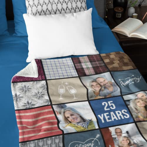 Personalized Anniversary Photo Blanket Gift For Wife Husband Boyfriend Or Girlfriend, Customized Photo Collage Present For Her Or Him, Fleece Or Sherpa Quilt Throw (Sherpa3040) #TOP7