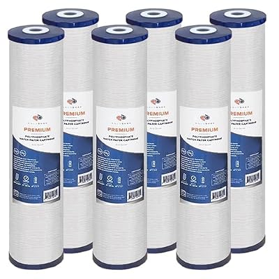 Aquaboon 5 Micron 20 x 4.5 Whole House Water Filter Replacement Cartridge Anti-Scale for 1-Stage Water Filtration System 6 Pack