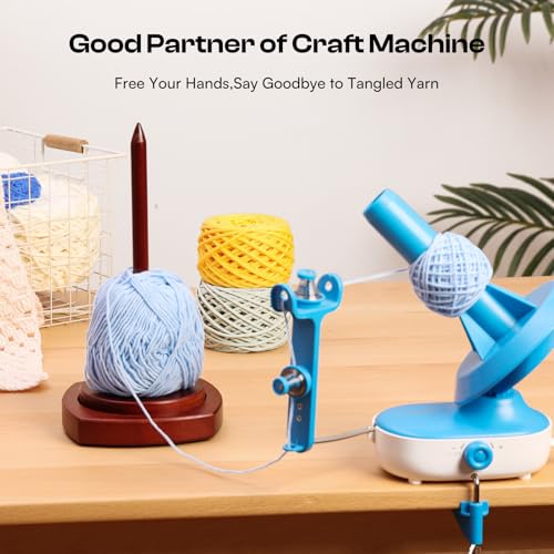 Image of Caydo Wooden Yarn Holder for Knitting and Crocheting, Easy Install and Operate Yarn Spinner Holder, Yarn Spinner with Yarn Storage, Perfect Crochet Gift for Craft Enthusiasts - Brown