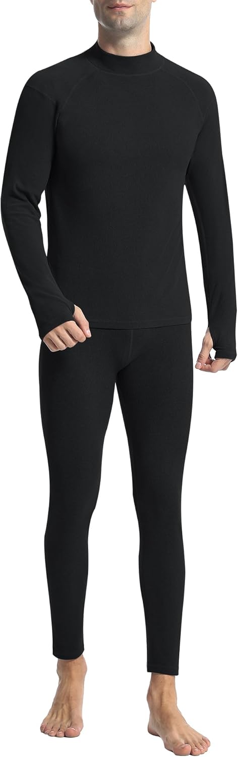 Runhit Mens Thermal Underwear SetFleece Lined Long Johns for Men Thermal Shirts and Pants Base Layer Cold Weather Thermals