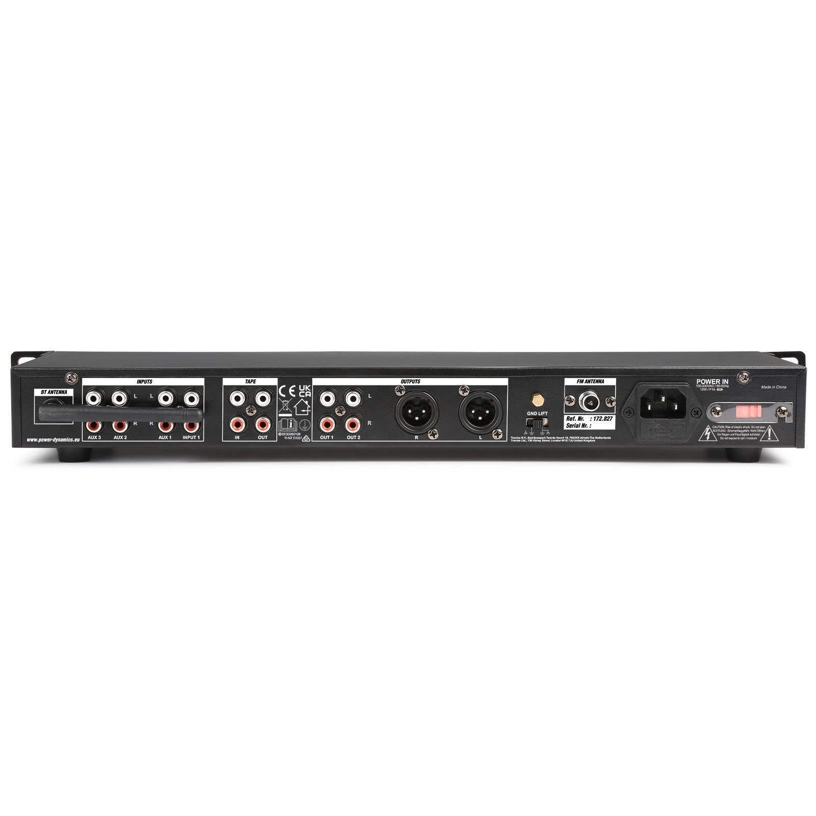 Power Dynamics PDC75 Lecteur Multimédia avec Enregistreur, Commutateur Audio, Enregistreur, Public Address, Bluetooth, USB, SD, MP3, Radio, Branchements Microphones