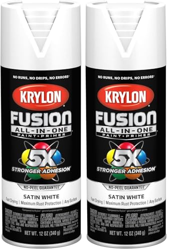 Image of Krylon K02753007 Fusion All-In-One Spray Paint for Indoor /Outdoor Use, Satin White, 12 Ounce (Pack of 2)