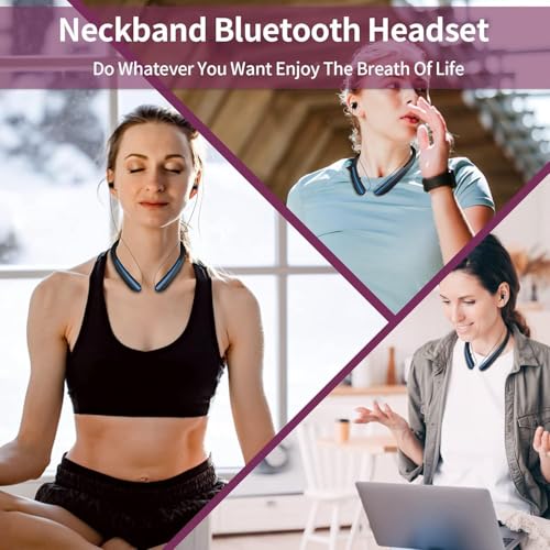 Image of Neckband Bluetooth Headphones, 24H Battery with Auto-Retractable in-Ear Earbuds, HiFi Stereo Sound & Hybrid Active Noise Cancelling for Sports, Gym, Running, Workout, Hands-Free Calling(Blue)