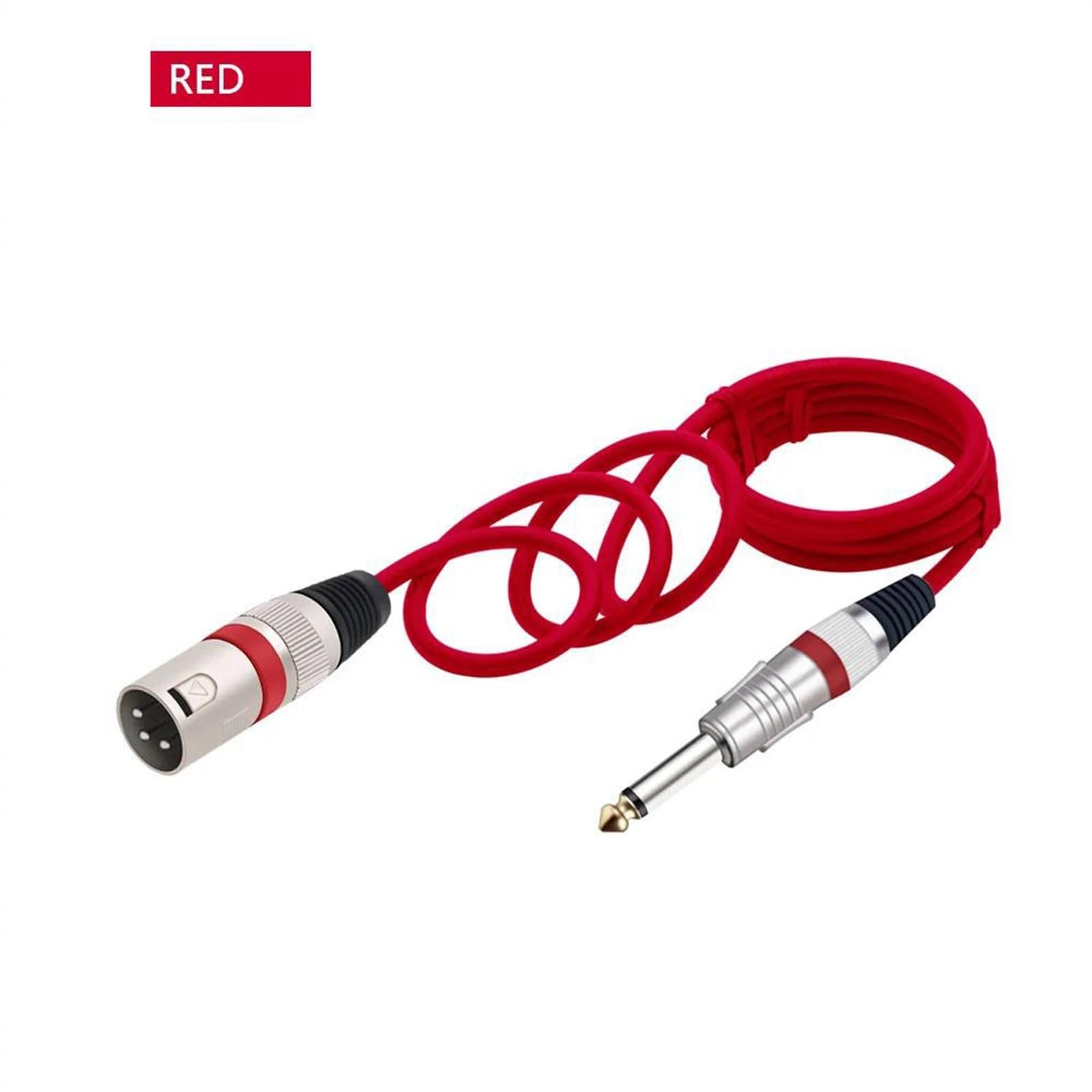 Mono Jack 6,35 mm 6,5 mm męski na XLR 3Pin męski 6,3 mm 1/4'' kabel audio do wzmacniacza gitarowego Kabel do Instrumentów Gitarowych (Color : Red, Size : 5m)