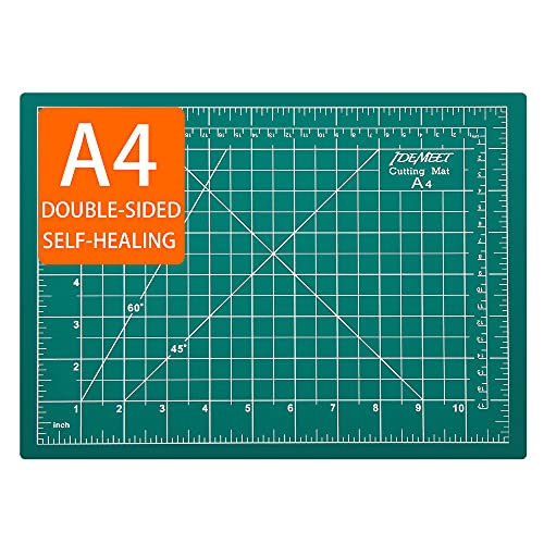 12  x 9  Self-Healing Cutting Mat for Craft, Idemeet Cutting Board with Grid, Non-Slip Cut Mat Board for Vinyl, Double-Sided Rotary Cut Board for Sewing, Quilting, Hobby, A4