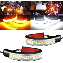 5in Motorcycle Daytime Running Light Switchback LED Strip White&Amber DRL Sequential Blinkers Ring Fork Turn Signal Light Strip DRL 5" LED Strip Light Bars for Cars Motorcycles ATV UTV 12V 2PCS