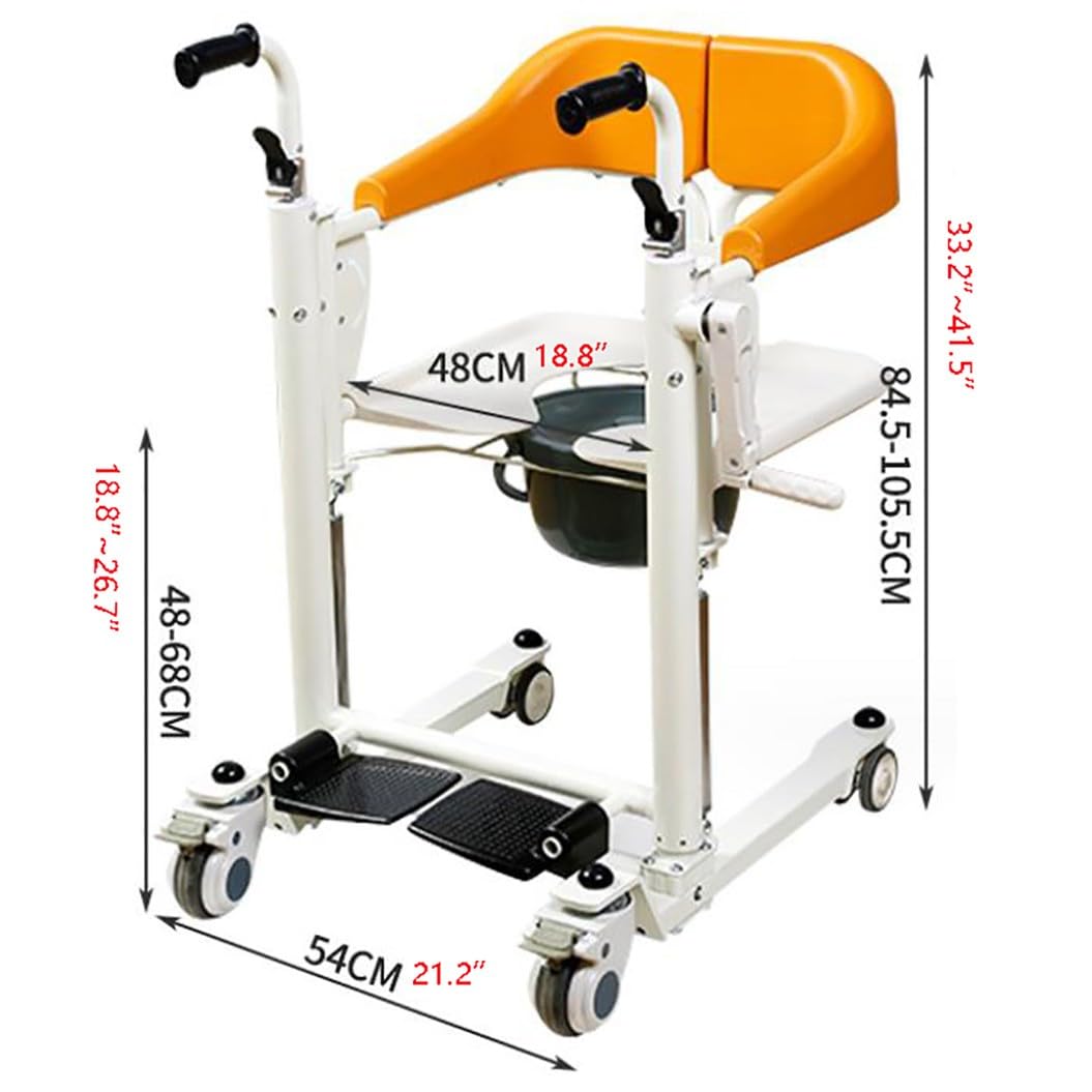 WOLWES Elevador de Pacientes con elevación Manual,con Asiento Dividido 180°,Elevador de Silla de Ruedas de Transferencia,Silla de Transferencia de Pacientes,grua Enfermos A