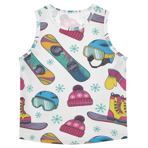 J JOYSAY Winter Skiing Snowflakes Boys Tank Top Sleeveless Muscle Shirts Quick Dry Workout Active Sport Kids T-Shirts 3-15T