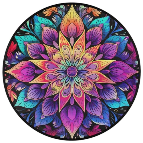 Tapete Circular Boho Mandala 160 cm Microfibra miniatura 3