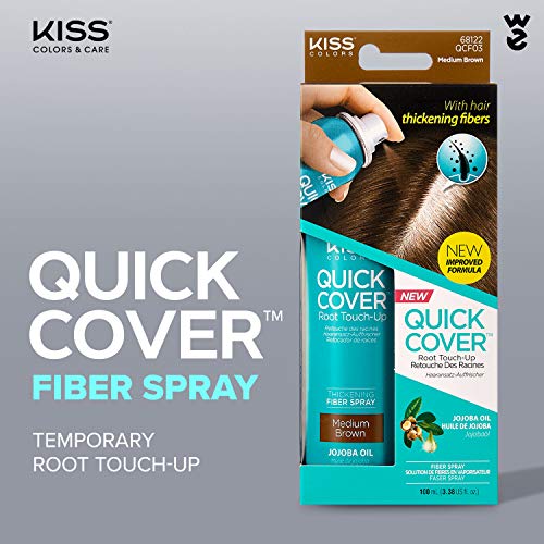 Kiss New Quick Cover Root Touch-Up Fiber Spray (Medium Brown)3.38 Fl Oz #TOP1
