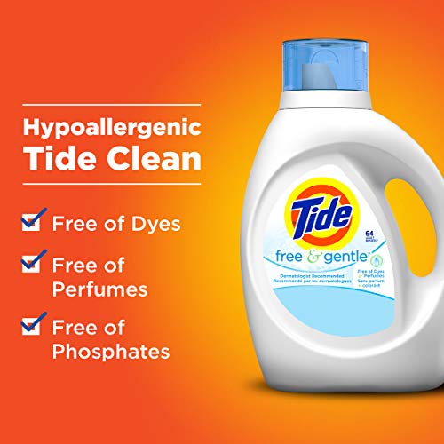 Tide Free & Gentle Liquid Laundry Detergent, Unscented, 1.47 L (32 Loads) #TOP5