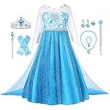 VBY Snow Princess Dress for Little Girls Halloween Queen Costume Cosplay Kids Christmas Fancy Party Dress up 3-8T