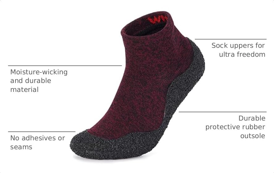 Image of WHITIN Ultra Portable Barefoot Sock Shoes for Women and Men YG02 | Eco-friendlier, Multi-Purpose, Zero Drop, Minimalist, Water Yoga Beach Aqua Aerobic Shoes with Rubber Bottoms