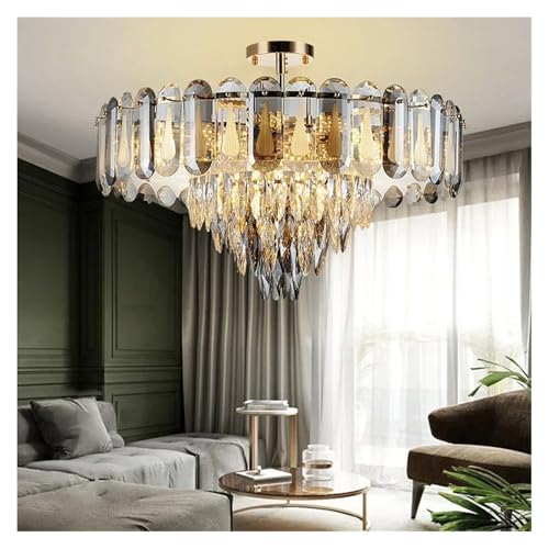 Lustre moderne 2024 LED blanc et or pour salon et cuisine